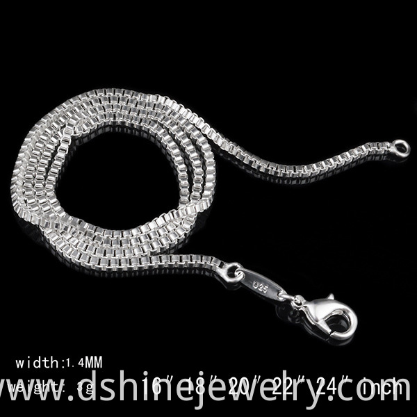 Box Chain Necklace 925 Silver Plating